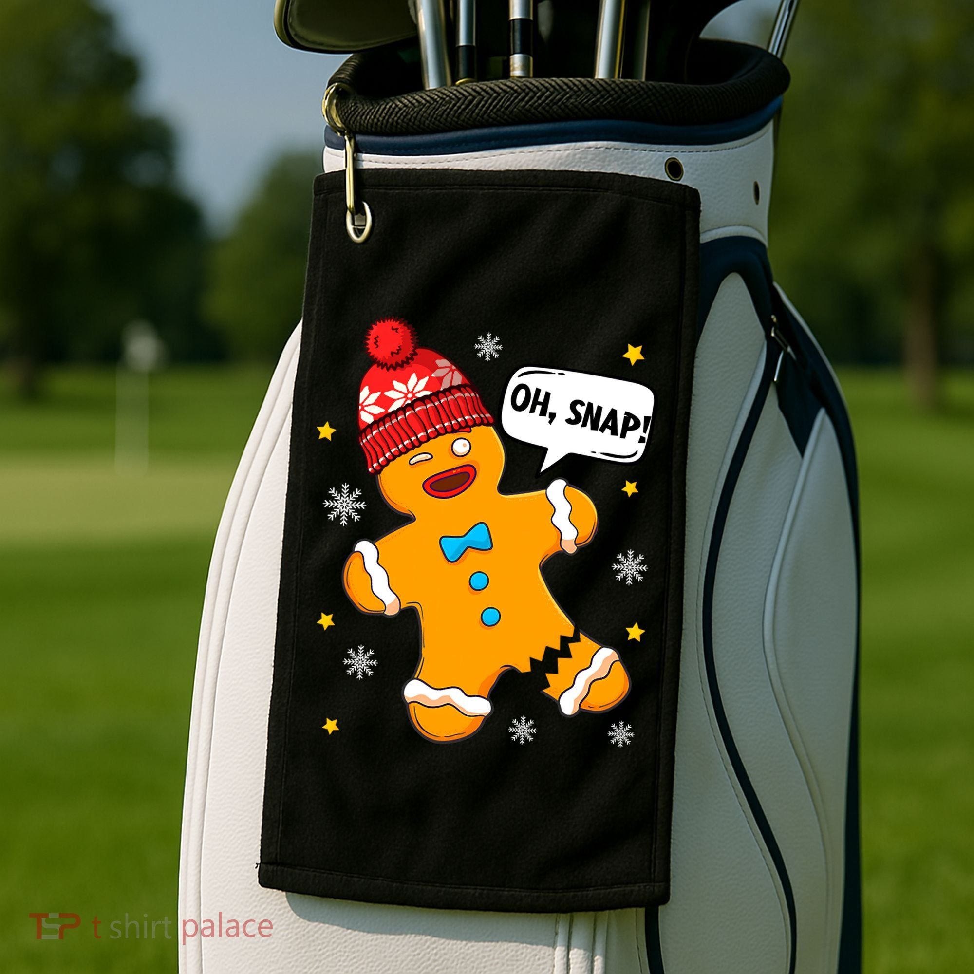 Gingerbread Oh Snap Christmas Funny Gift Golf Towel
