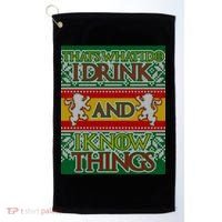 GOT I Drink and I Know Things Ugly Christmas Golf Towel thumb 0