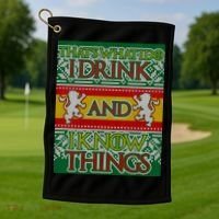 GOT I Drink and I Know Things Ugly Christmas Golf Towel thumb 1