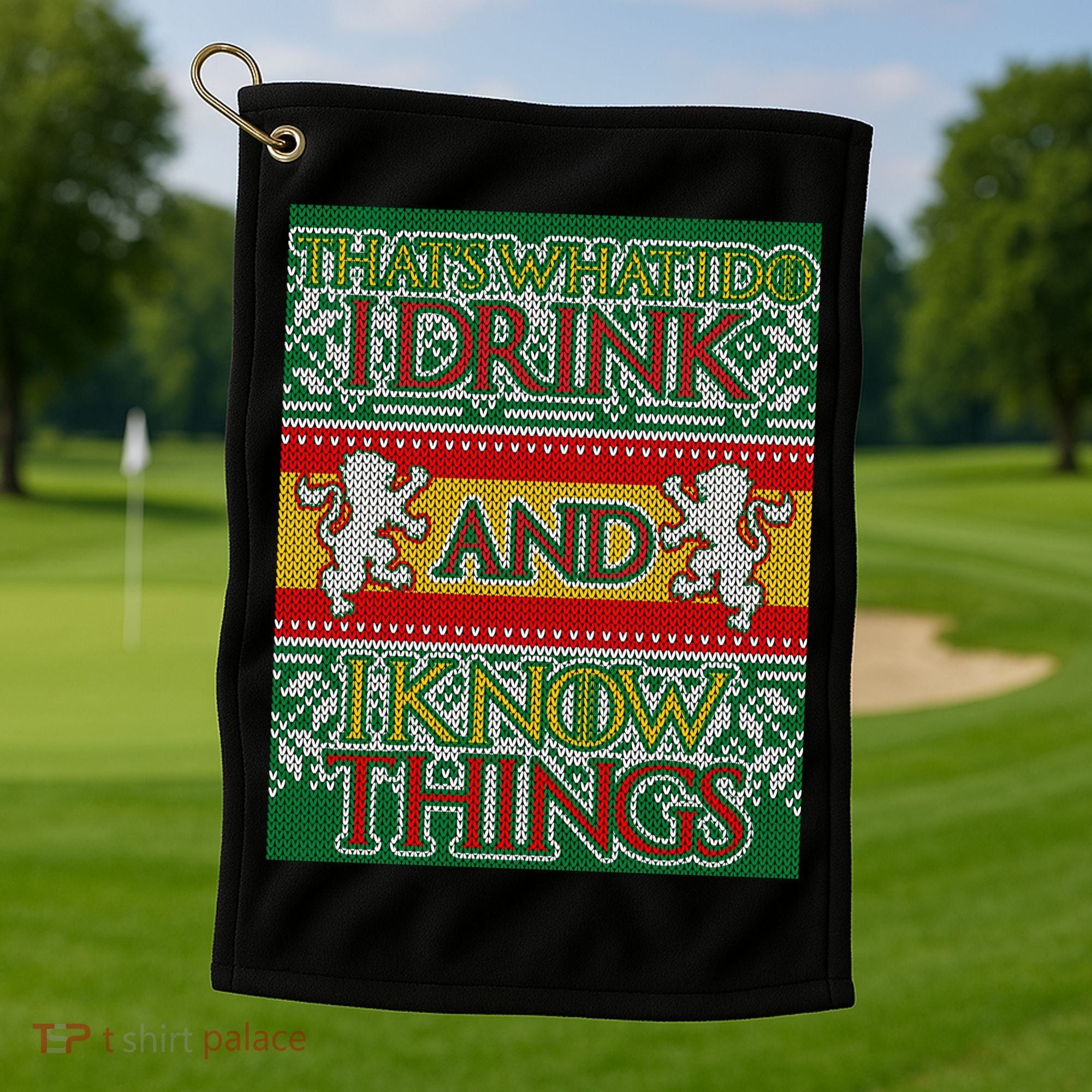 GOT I Drink and I Know Things Ugly Christmas Golf Towel