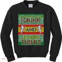 GOT I Drink and I Know Things Ugly Christmas Kids Sweatshirt thumb 0