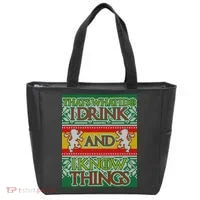 GOT I Drink and I Know Things Ugly Christmas Tote Bag thumb 0