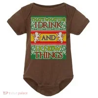 GOT I Drink and I Know Things Ugly Christmas Baby Bodysuit thumb 0