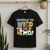 Grandma Of The Wild and Two Zoo Safari Jungle Birthday T-Shirt thumb 2