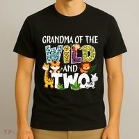 Grandma Of The Wild and Two Zoo Safari Jungle Birthday T-Shirt thumb 3
