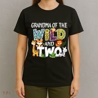 Grandma Of The Wild and Two Zoo Safari Jungle Birthday T-Shirt thumb 4