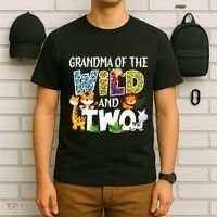 Grandma Of The Wild and Two Zoo Safari Jungle Birthday T-Shirt thumb 6