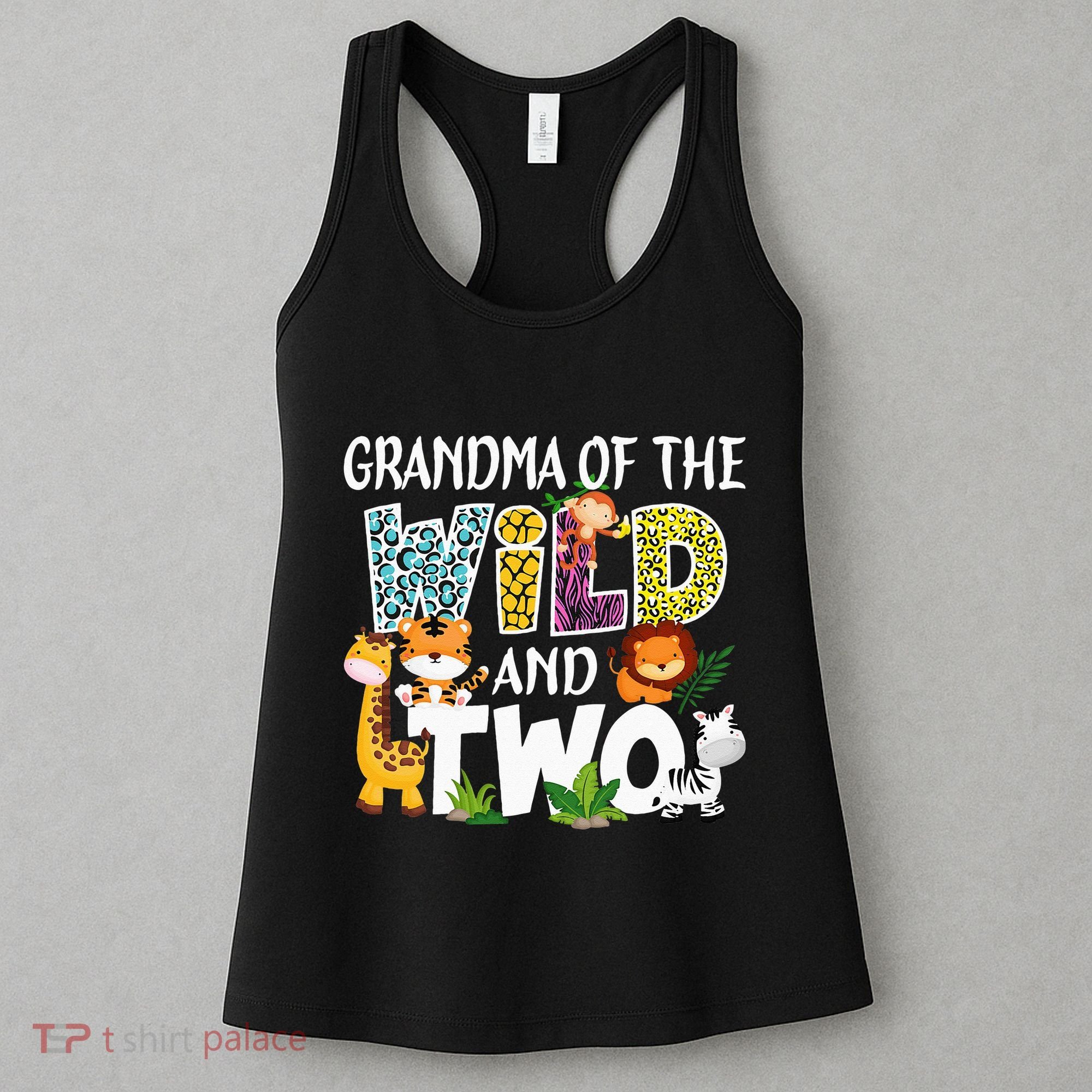 Grandma Of The Wild and Two Zoo Safari Jungle Birthday Women's Tank Top