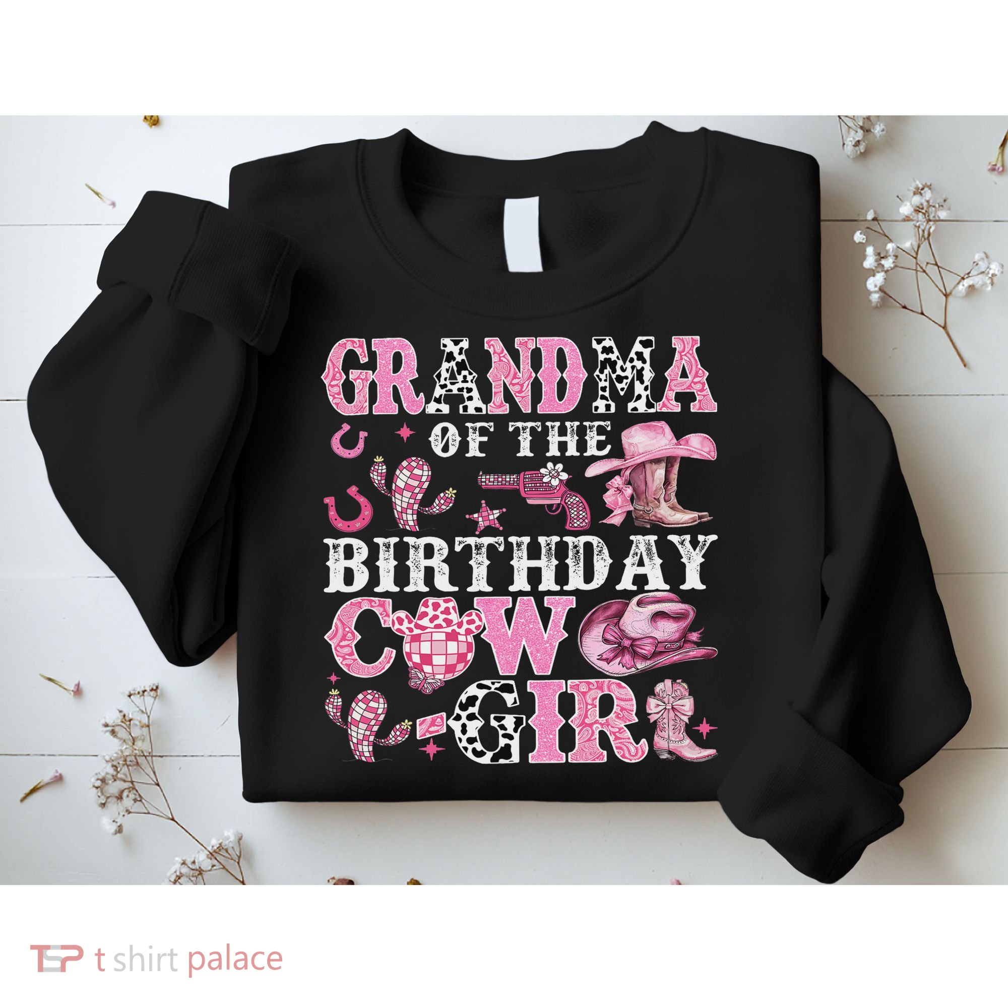 Grandma Of The Birthday Cow Girl Rodeo Cow Girl Birthday Sweatshirt