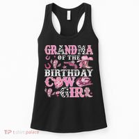 Grandma Of The Birthday Cow Girl Rodeo Cow Girl Birthday Women's Tank Top thumb 0