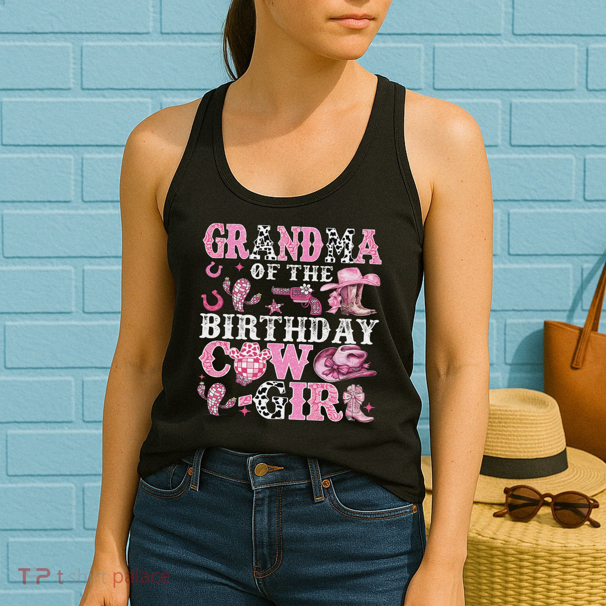 Grandma Of The Birthday Cow Girl Rodeo Cow Girl Birthday Women's Tank Top