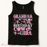 Grandma Of The Birthday Cow Girl Rodeo Cow Girl Birthday Tank Top thumb 2