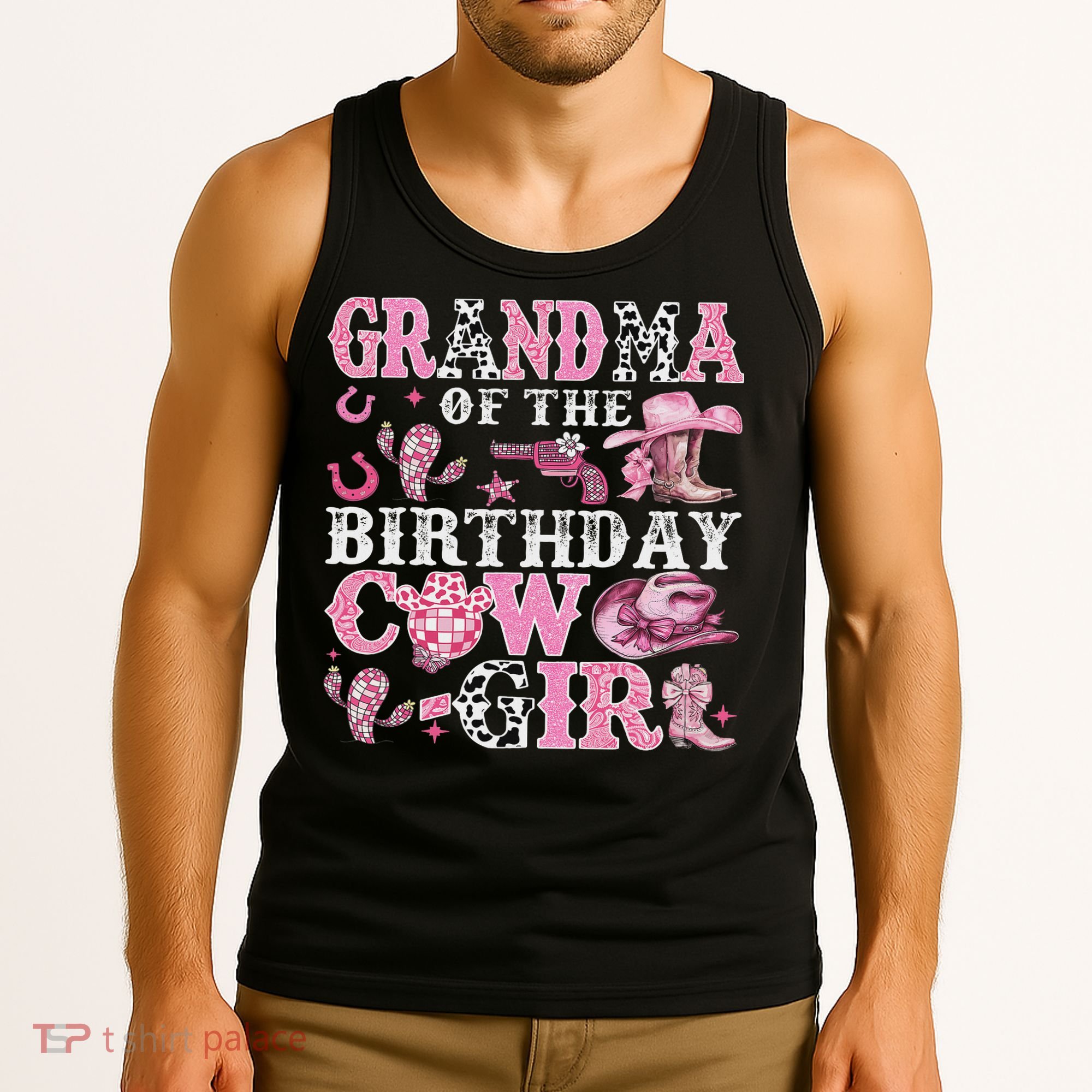 Grandma Of The Birthday Cow Girl Rodeo Cow Girl Birthday Tank Top