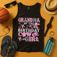 Grandma Of The Birthday Cow Girl Rodeo Cow Girl Birthday Tank Top thumb 4