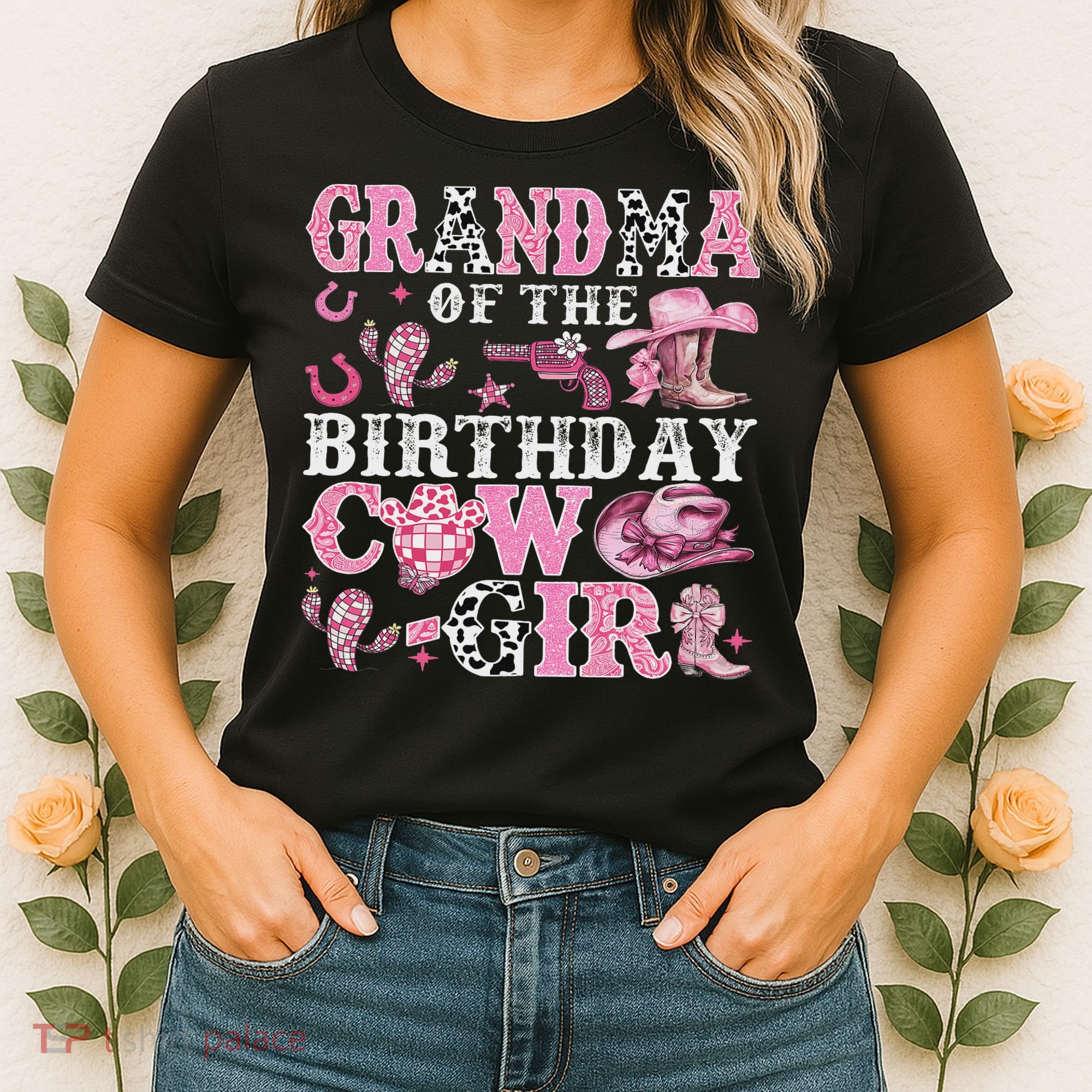 Grandma Of The Birthday Cow Girl Rodeo Cow Girl Birthday Women's T-Shirt