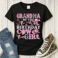Grandma Of The Birthday Cow Girl Rodeo Cow Girl Birthday Women's T-Shirt thumb 3