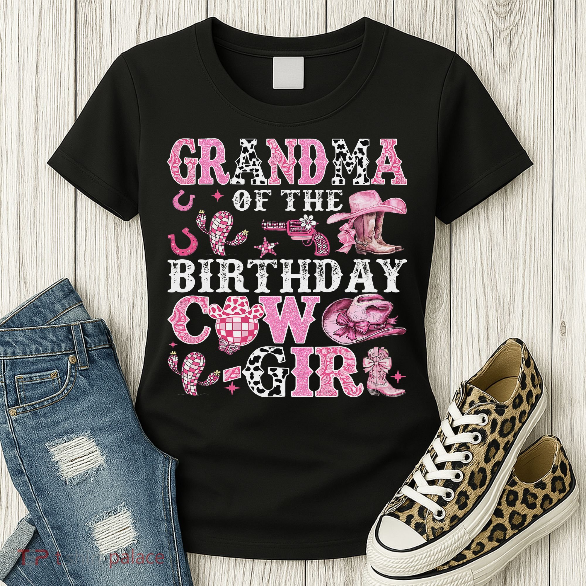 Grandma Of The Birthday Cow Girl Rodeo Cow Girl Birthday Women's T-Shirt