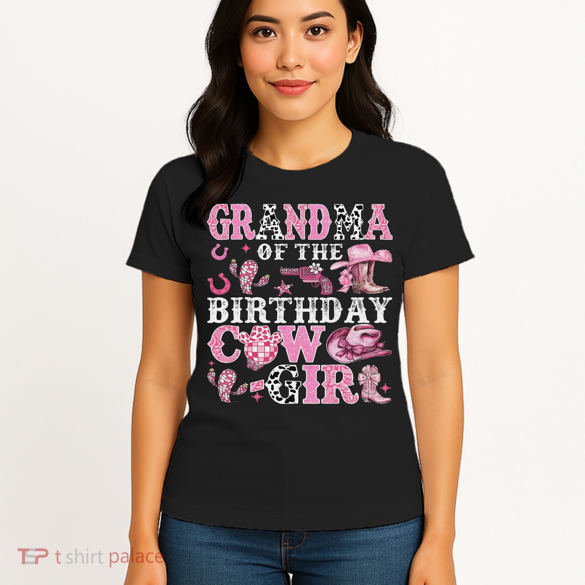 Grandma Of The Birthday Cow Girl Rodeo Cow Girl Birthday Women's T-Shirt