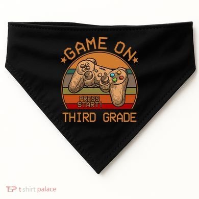 Game On Third Grade Back To School Gamer Funny Funny Gift USA-Made Doggie Bandana