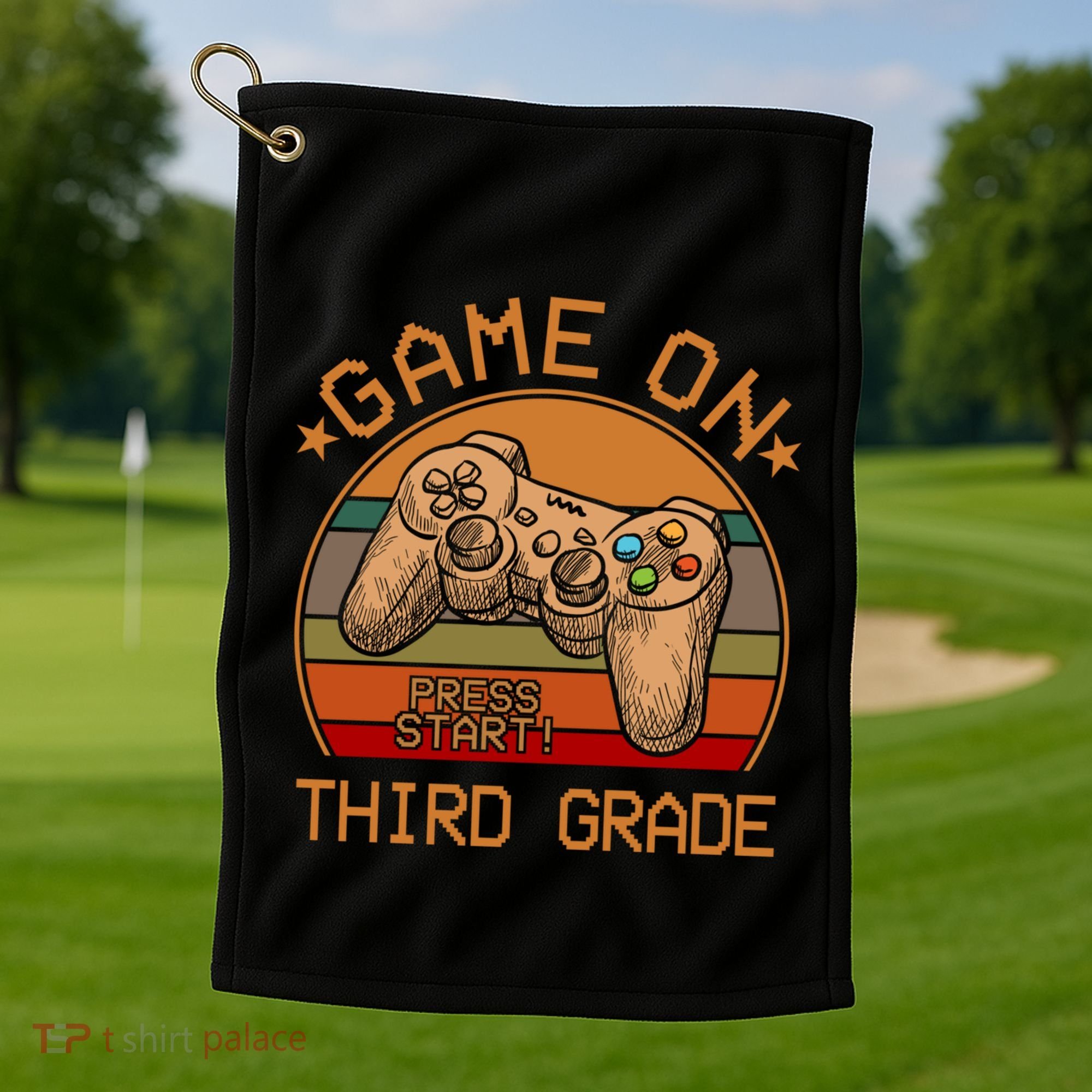 Game On Third Grade Back To School Gamer Funny Funny Gift Golf Towel