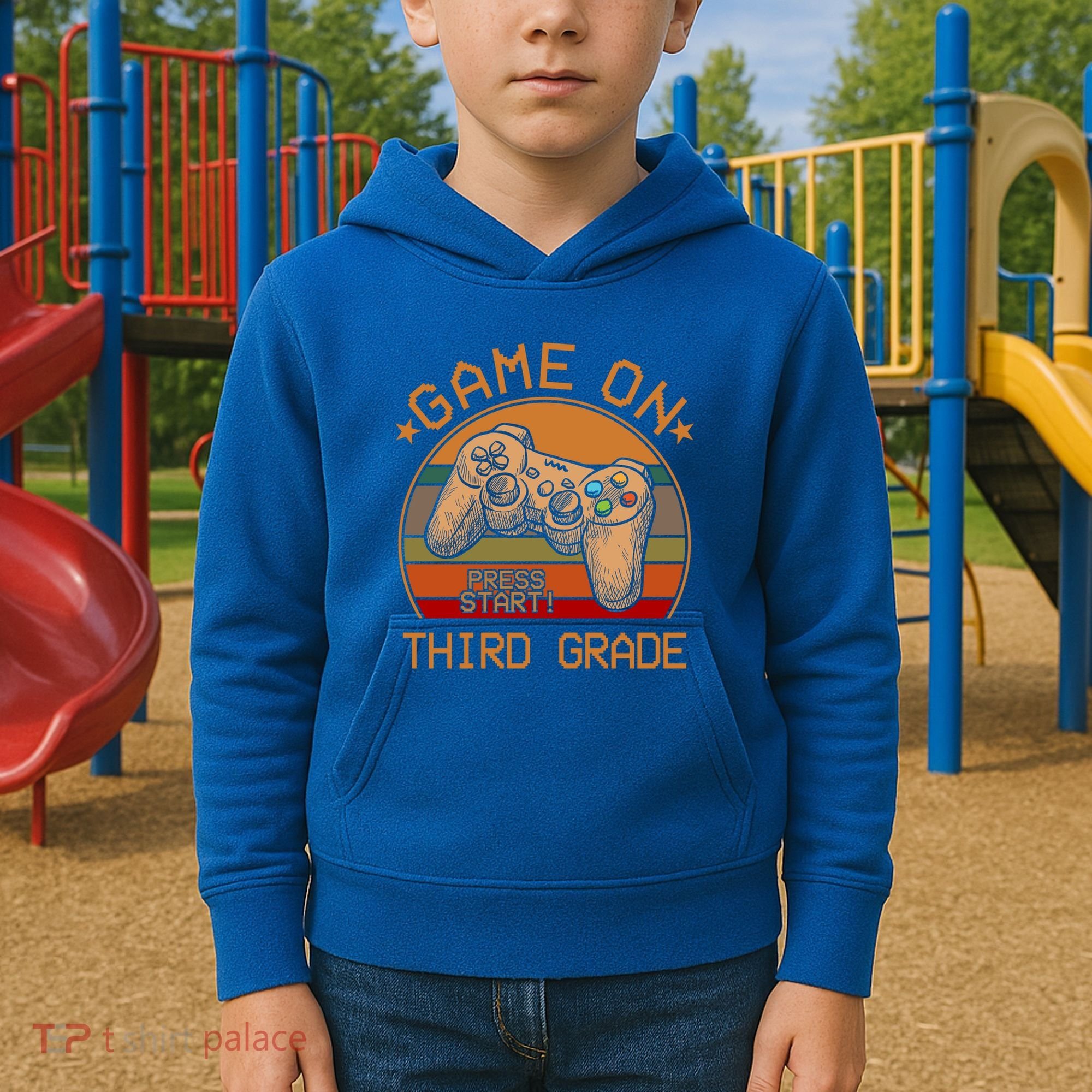 Game On Third Grade Back To School Gamer Funny Funny Gift Kids Hoodie