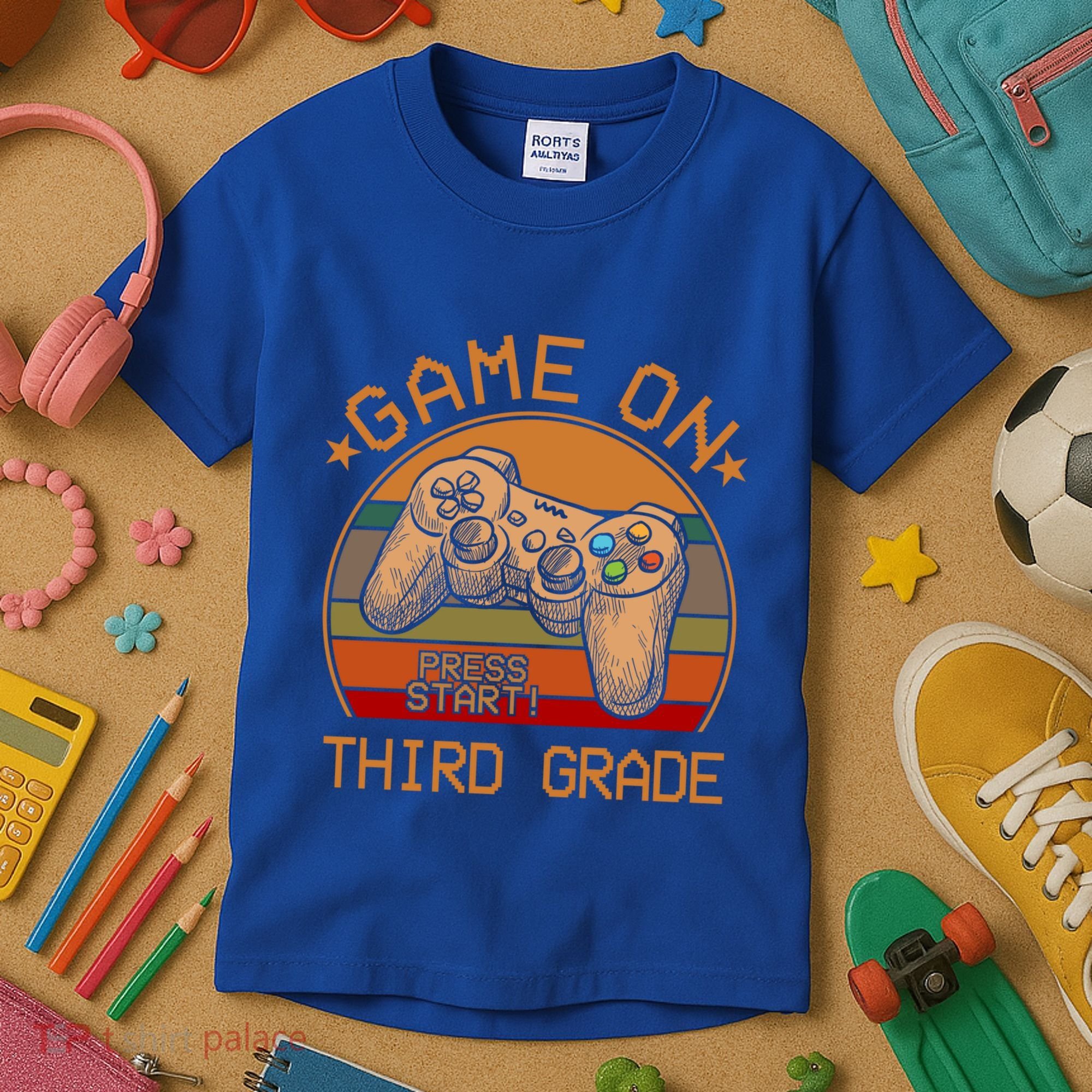 Game On Third Grade Back To School Gamer Funny Funny Gift Kids T-Shirt