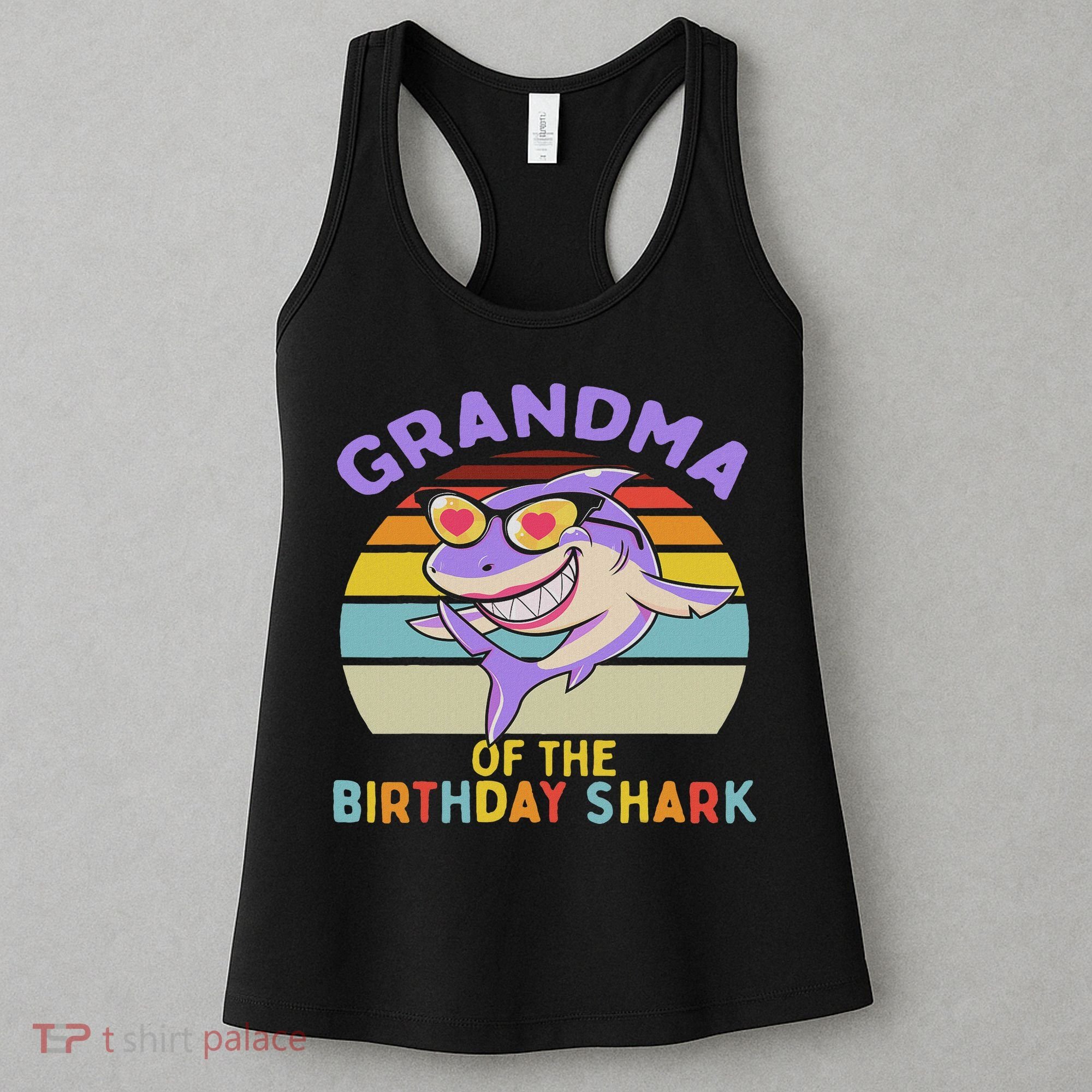 Grandma Of The Shark Birthday Matching Family Women's Tank Top