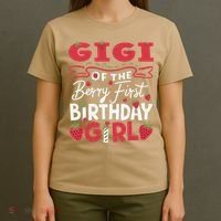 Gigi Of The Berry First Birthday Girl Strawberry Grandma T-Shirt thumb 4