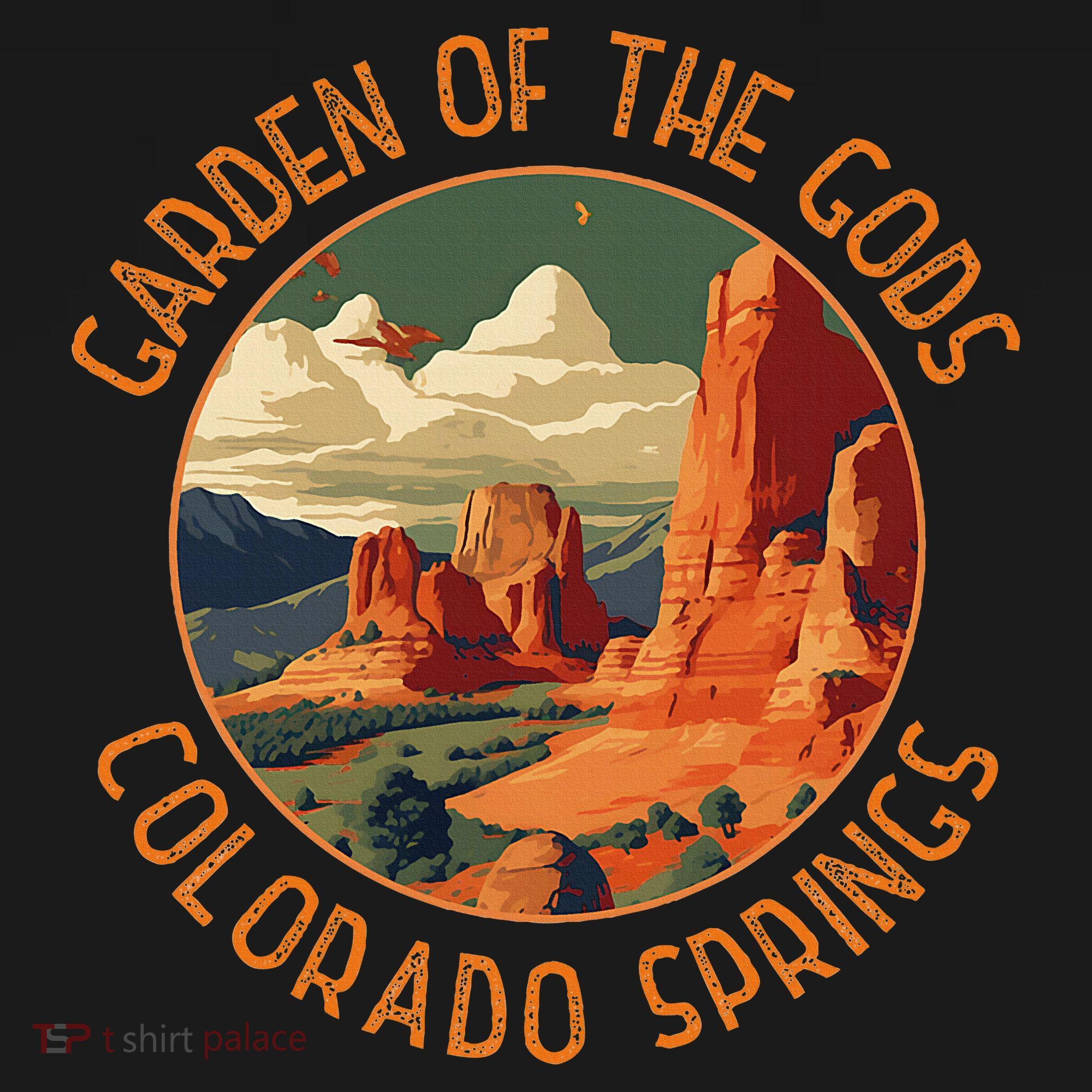Garden Of The Gods Colorado Springs Distressed Circle T-Shirt