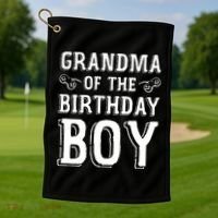 Grandma Of The Birthday Boy Celebration Golf Towel thumb 1