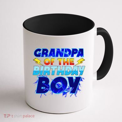 Grandpa Of The Birthday Boy Family Party Funny Hedgehog Coffee Mug back