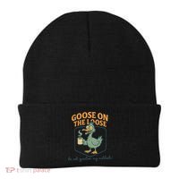 Goose On The Loose Funny Teacher Coffee Humor Meme Beanie thumb 0