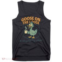 Goose On The Loose Funny Teacher Coffee Humor Meme Tank Top thumb 0