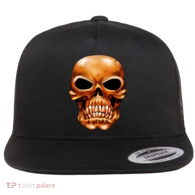 Gothic Skull Flat Bill Trucker Hat