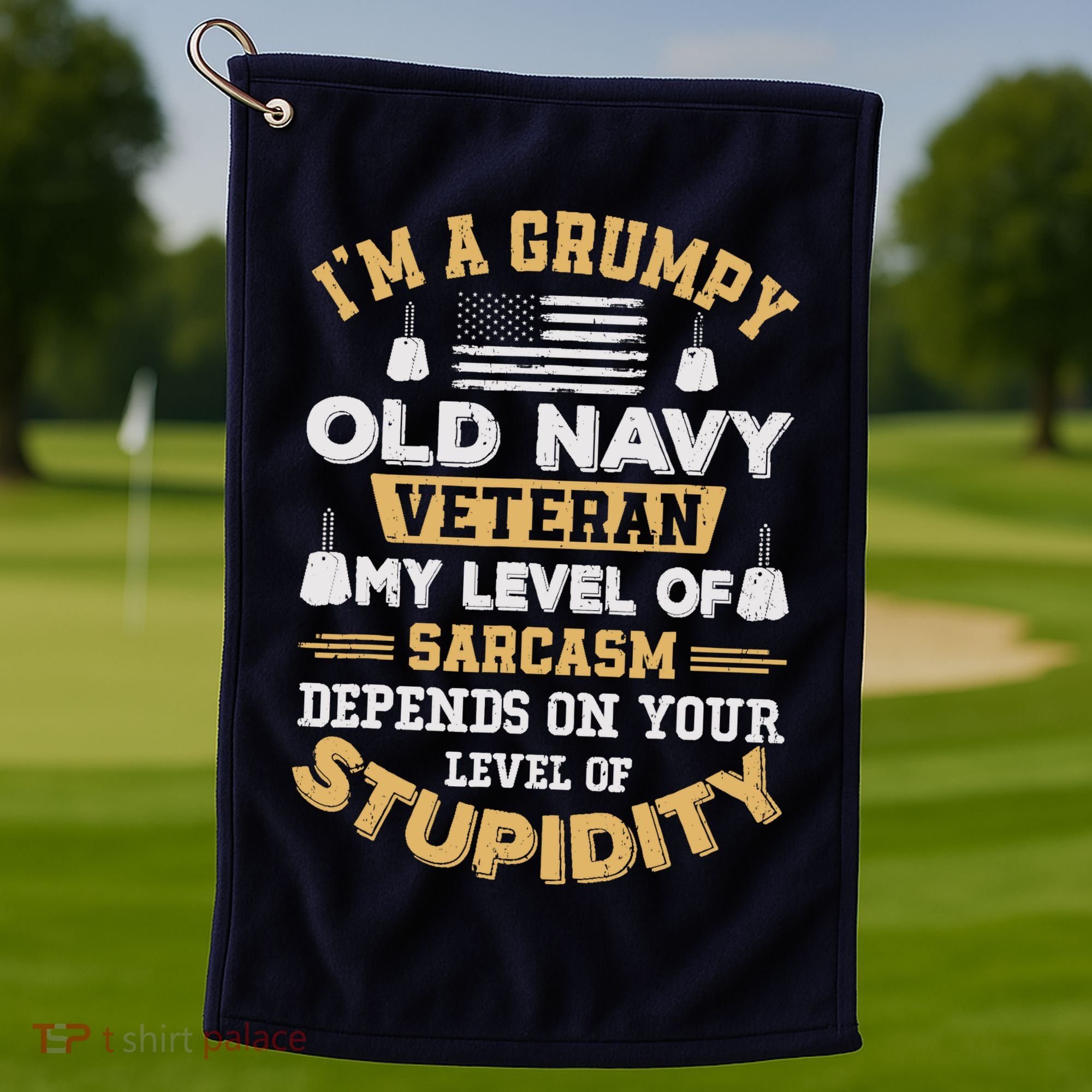 Grumpy Old Veteran Patriotic Funny Military Veteran Usa Golf Towel