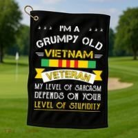 Grumpy Old Vietnam Veteran Golf Towel thumb 1