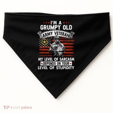 Grumpy Old Veteran Tee Pride Army Sarcasm Retired USA-Made Doggie Bandana