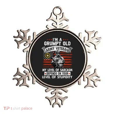 Grumpy Old Veteran Tee Pride Army Sarcasm Retired Ornament