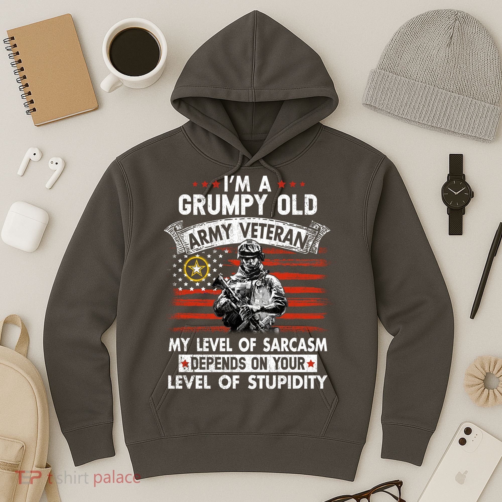 Grumpy Old Veteran Tee Pride Army Sarcasm Retired Hoodie