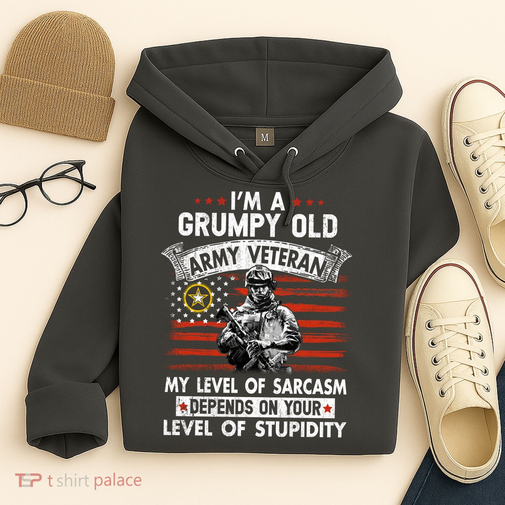 Grumpy Old Veteran Tee Pride Army Sarcasm Retired Hoodie