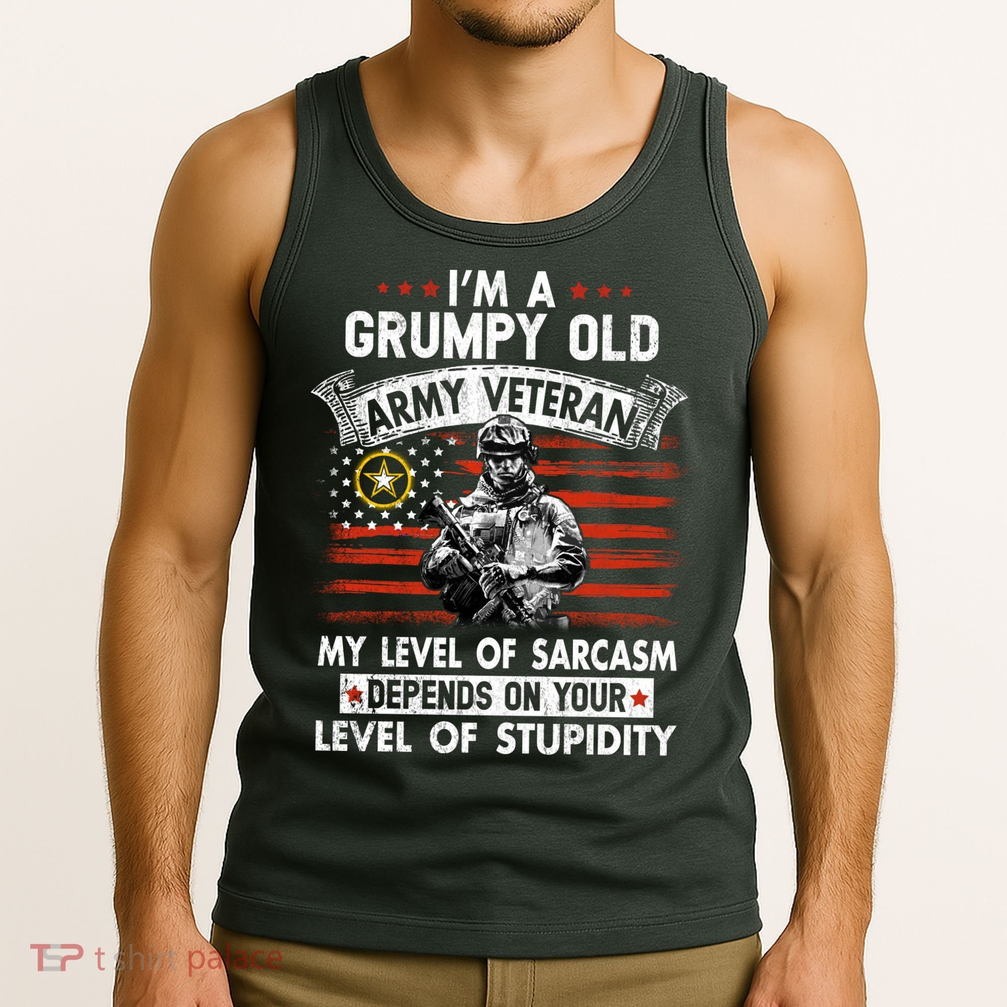 Grumpy Old Veteran Tee Pride Army Sarcasm Retired Tank Top