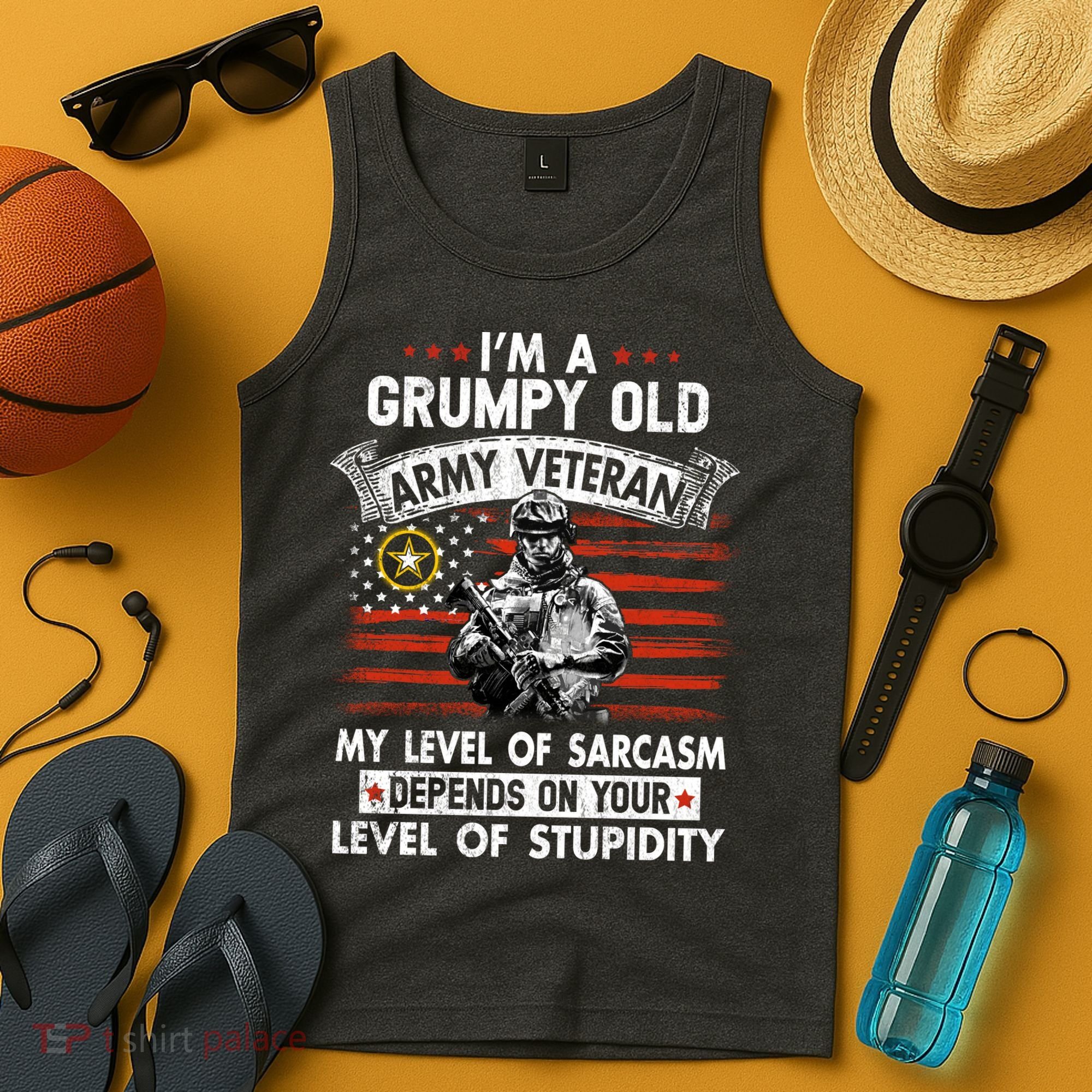 Grumpy Old Veteran Tee Pride Army Sarcasm Retired Tank Top