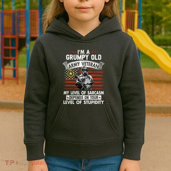 Grumpy Old Veteran Tee Pride Army Sarcasm Retired Kids Hoodie