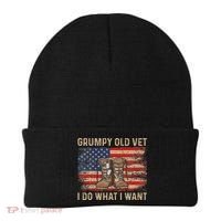 Grumpy Old Vet I Do What I Want Funny Military Veteran Beanie thumb 0