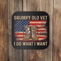 Grumpy Old Vet I Do What I Want Funny Military Veteran Coaster thumb 0