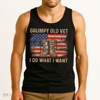 Grumpy Old Vet I Do What I Want Funny Military Veteran Tank Top thumb 3