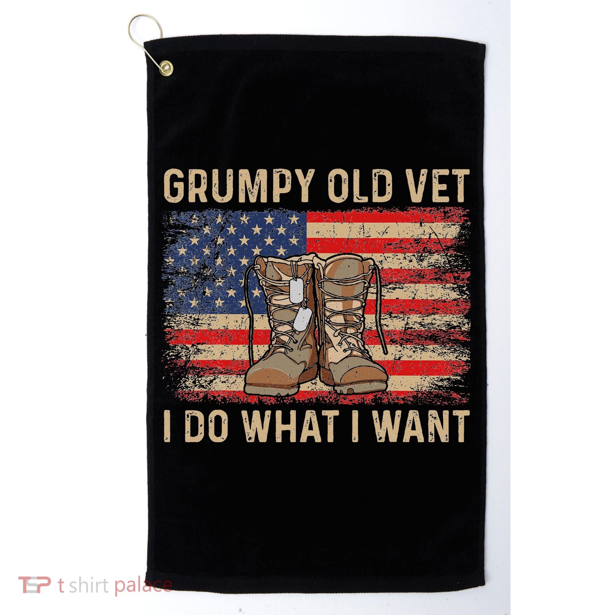 Grumpy Old Vet I Do What I Want Funny Military Veteran Golf Towel