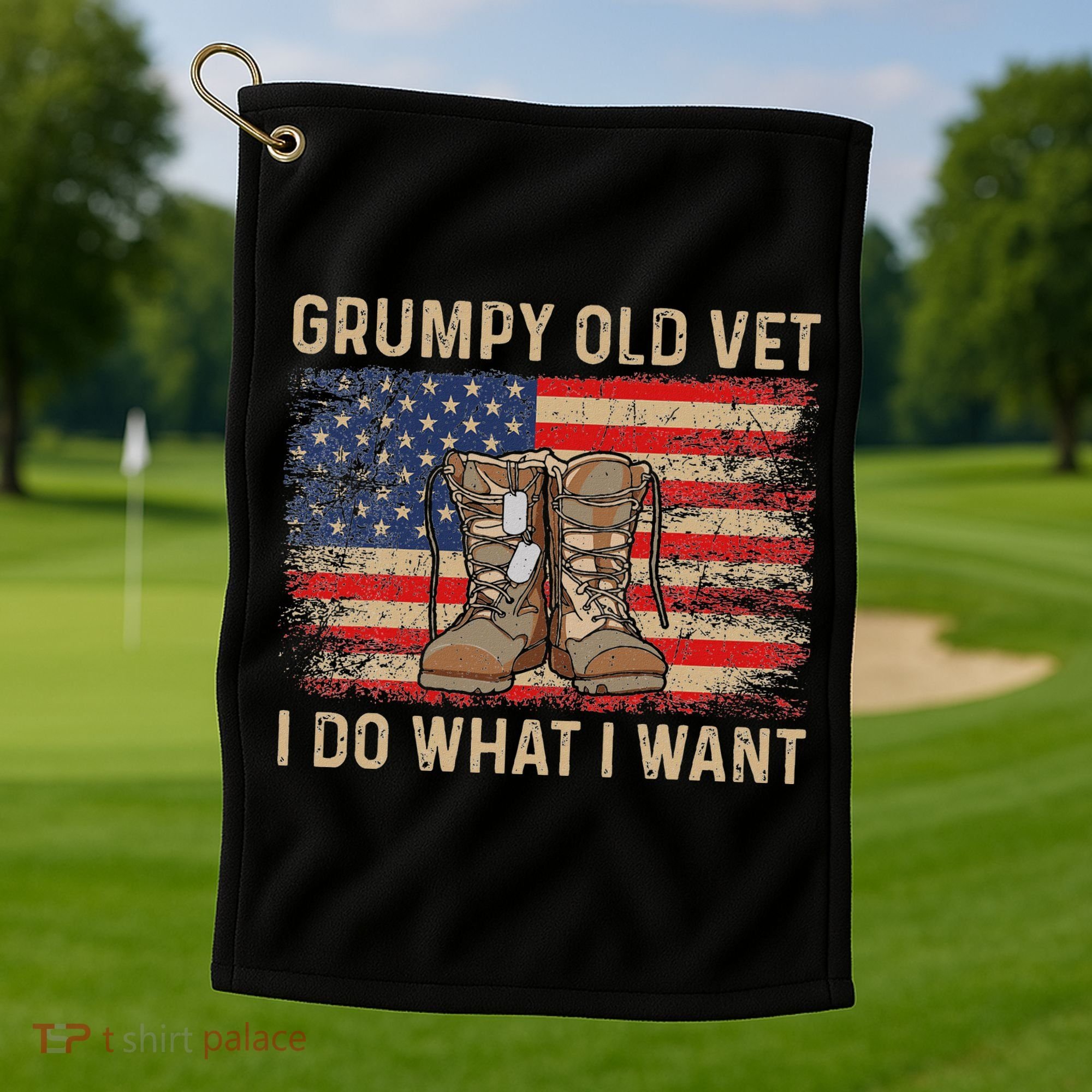 Grumpy Old Vet I Do What I Want Funny Military Veteran Golf Towel