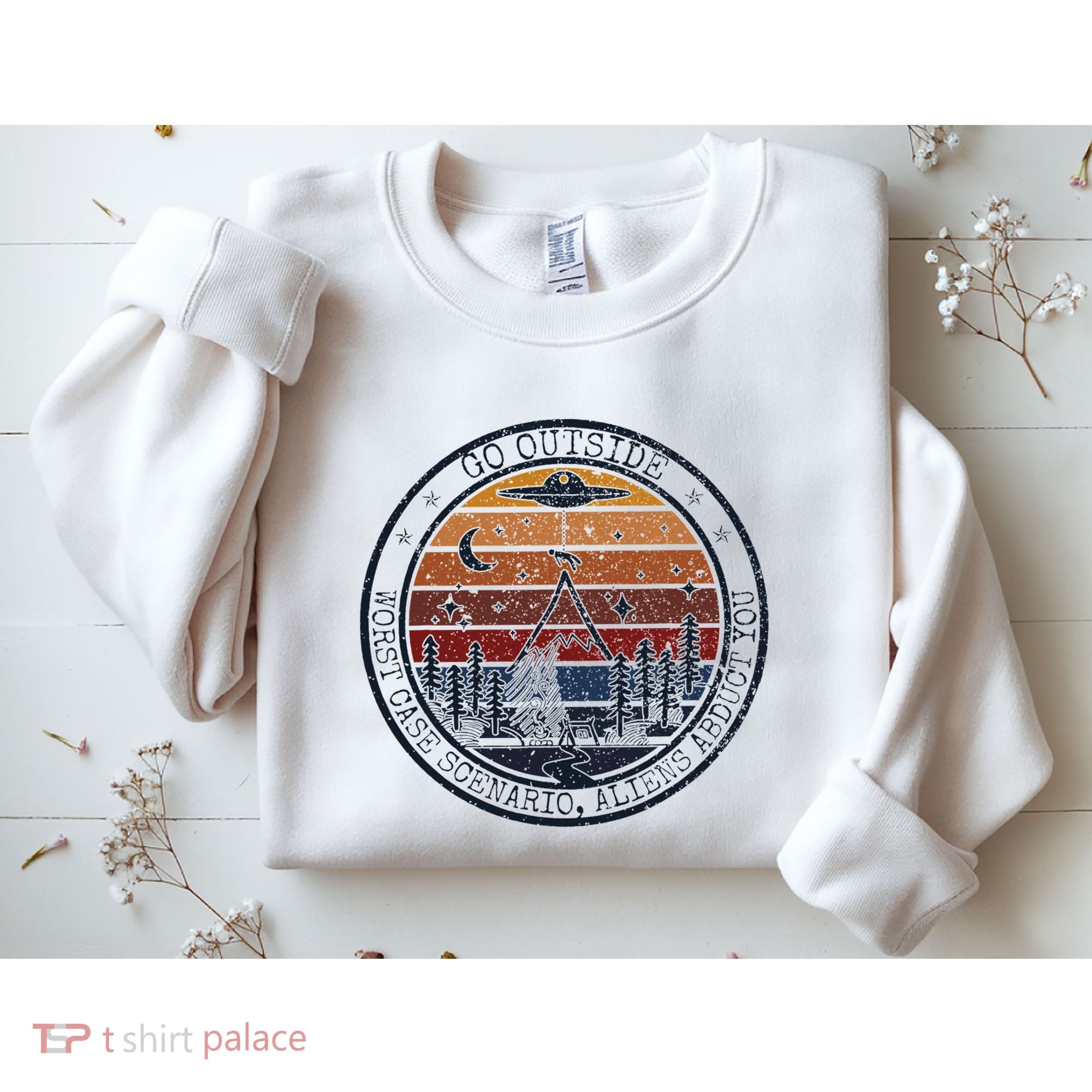 Go Outside Worst Case Scenario Bigfoot Kills You Sasquatch.Png Sweatshirt