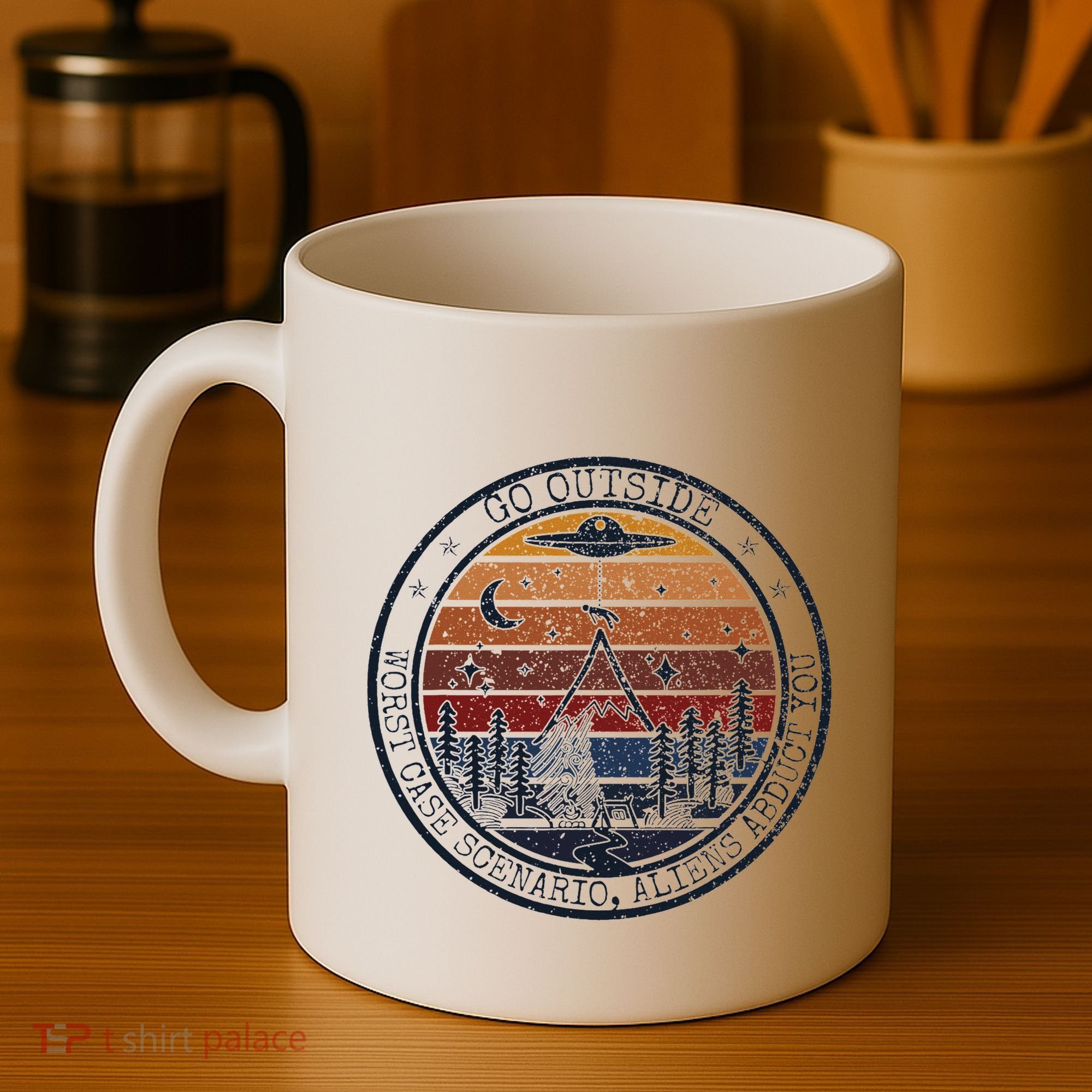 Go Outside Worst Case Scenario Bigfoot Kills You Sasquatch.Png Coffee Mug